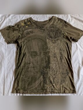 Vintage Monarchy Money Y2K Grunge T Shirt Size Large Embroidered